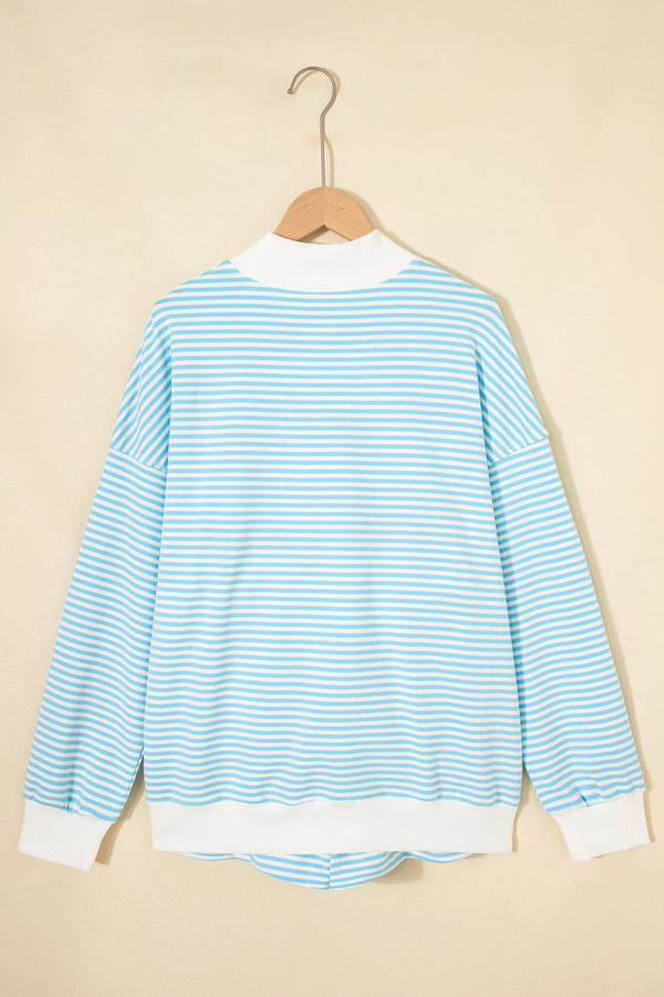 Stripe Oversize Mock Neck Sweatshirt & Shorts Co-Ord Set — styled outfit look | Fashionfitz UK