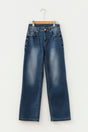 Acid Washed Straight Leg Full Length Jeans Women UK