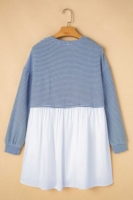 Cobalt Stripe Pleated Dress