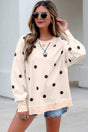 Polka Dot Long Sleeve Round Neck Tunic Sweatshirt