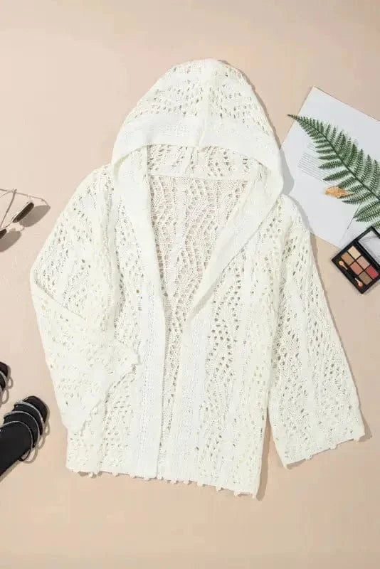 Beach Cover-ups Hooded Beach Cover-Up - Open Knit