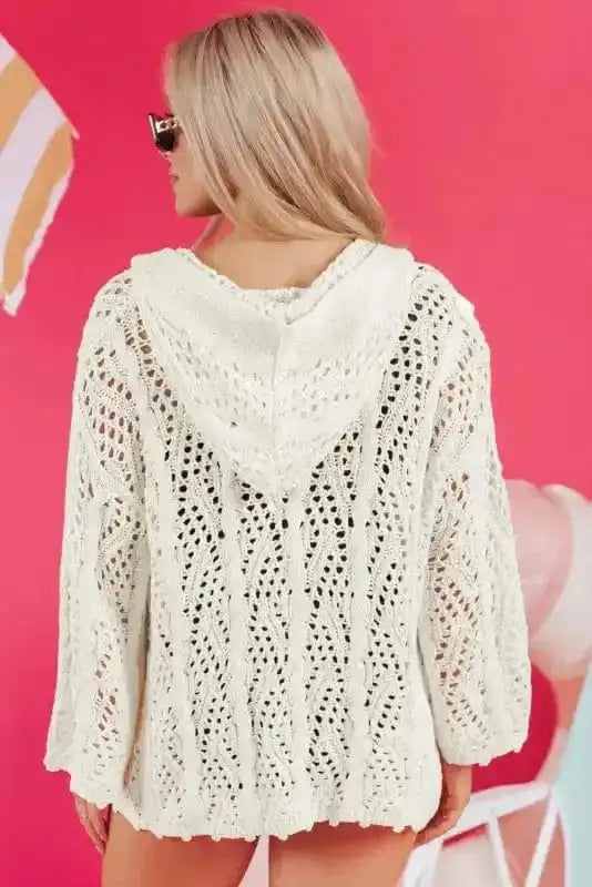 Beach Cover-ups Hooded Beach Cover-Up - Open Knit