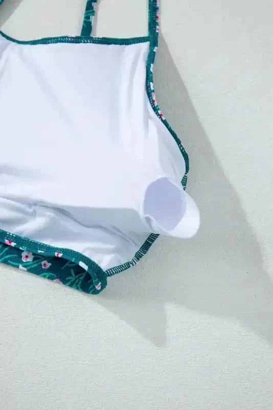 Bikinis Blue Floral Smocked Bikini Set