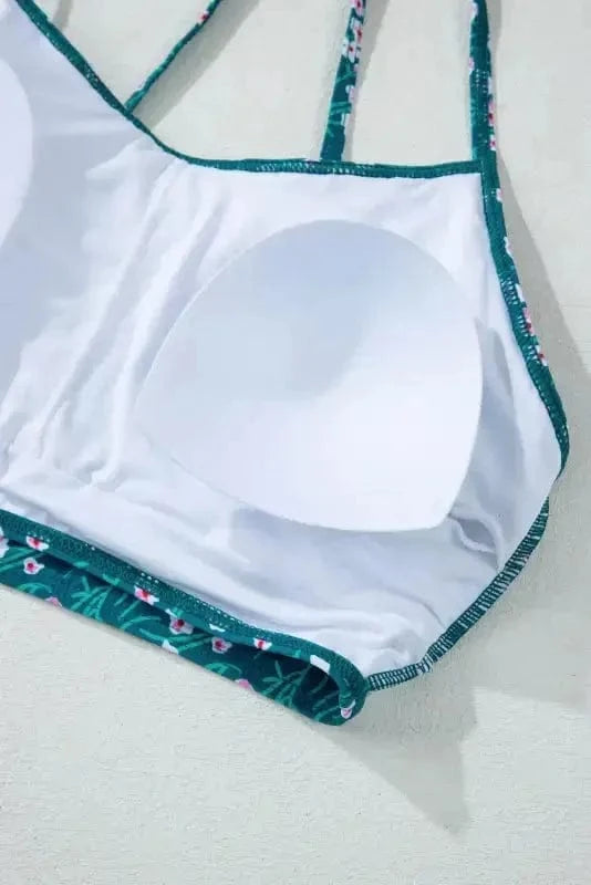 Bikinis Blue Floral Smocked Bikini Set