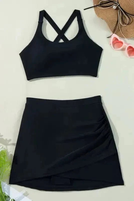 Bikinis Crossover Bikini - Tank and Skort Swimwear