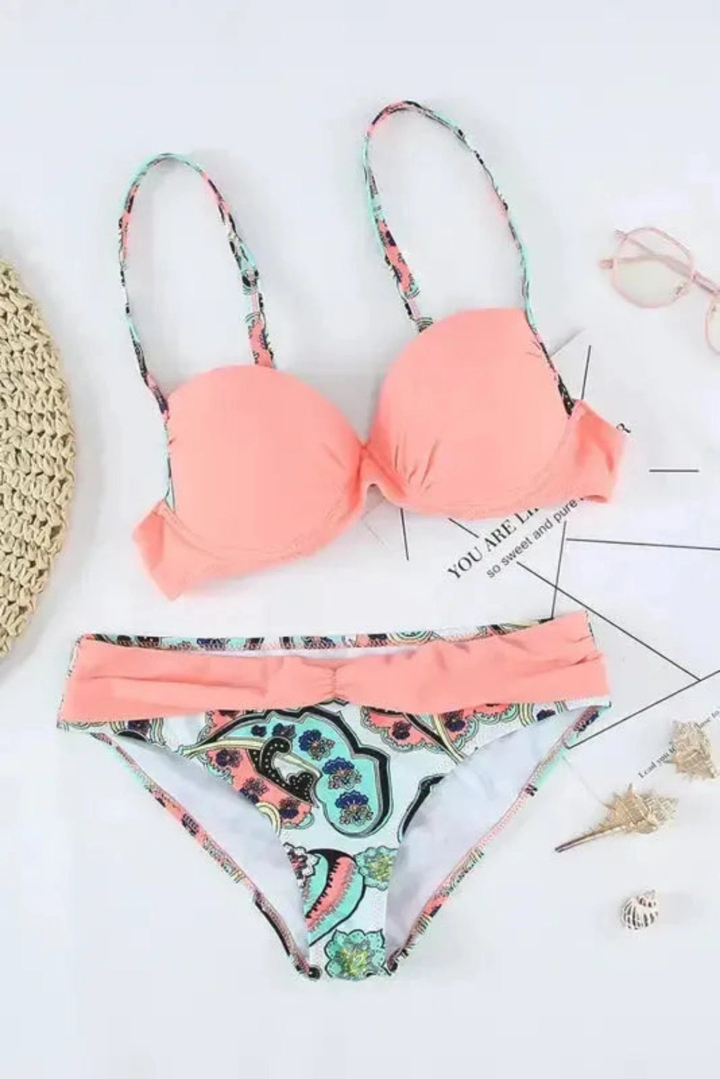 Bikinis Padded Gather Push-up Bikini Set – Halter Style