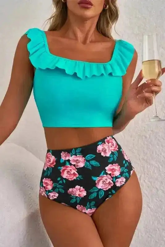 Bikinis Sea Green / S / 82%Polyamide+18%Elastane Tropical Lagoon Bikini - High Waist