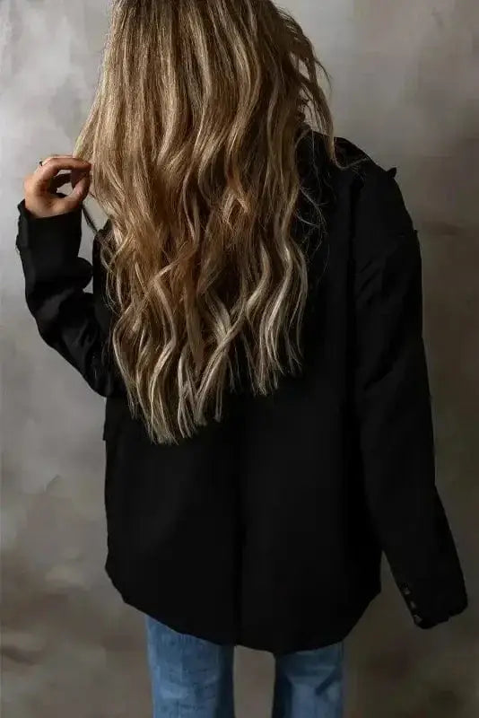 Black classic lapel blazer back view — Fashionfitz UK
