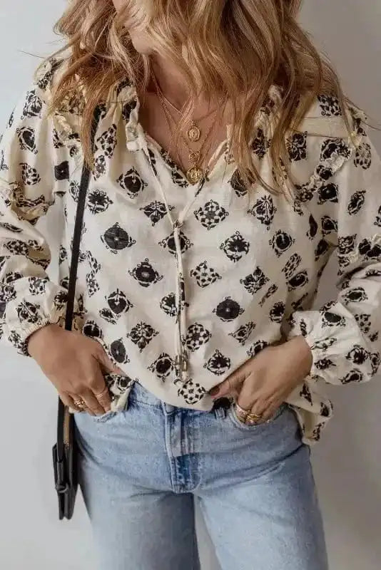 Blouses Breezy Deco Print Blouse
