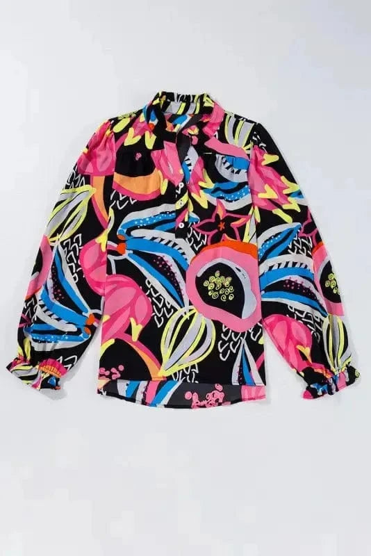 Blouses Ethereal Patterns Ruffled V-Neck Blouse