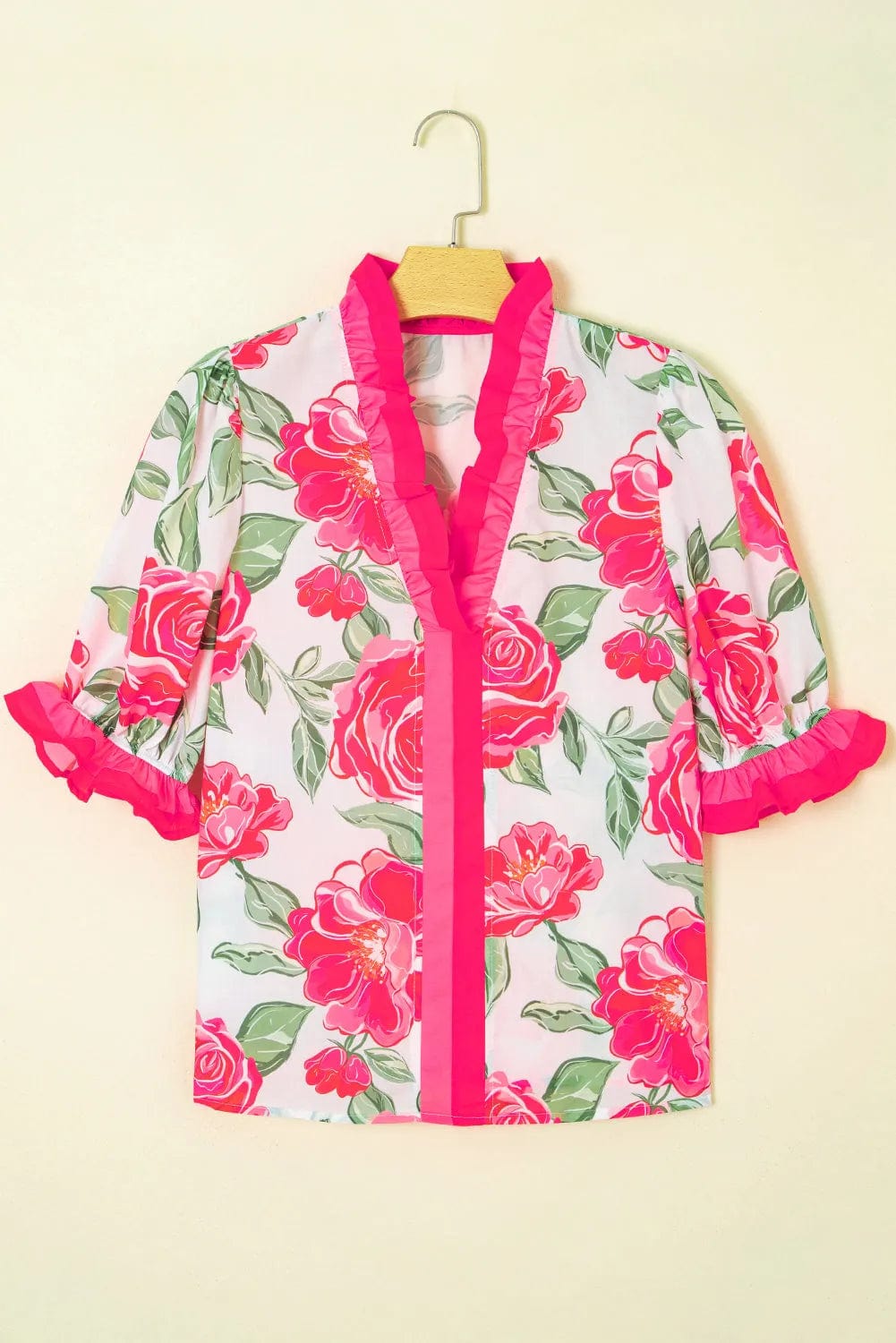 Blouses Fashionfitz Rosy Bloom Frill Blouse for Trendy Looks