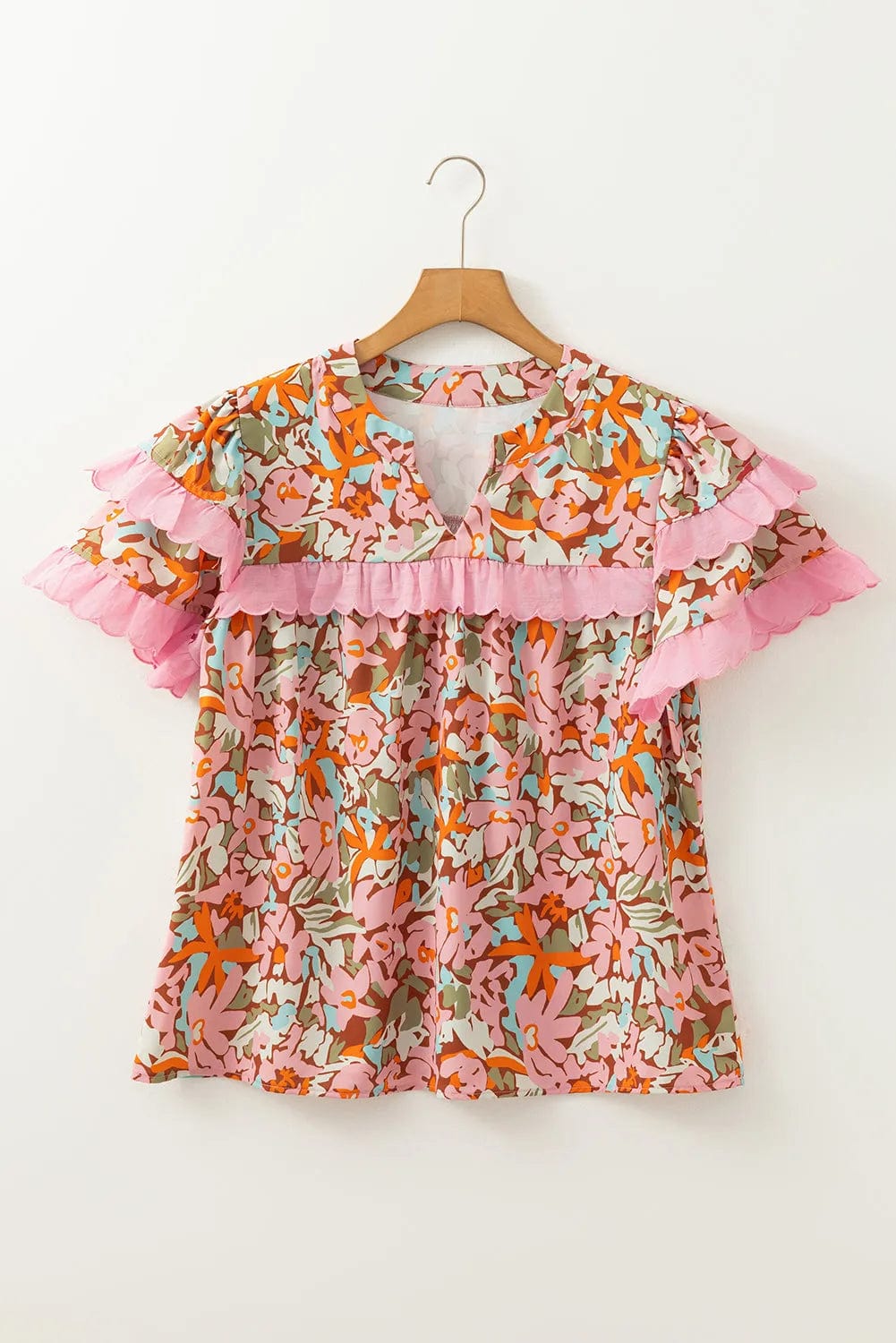 Blouses Floral Tiered Ruffle Blouse – Elegant & Lightweight Ruffled Sleeve Top