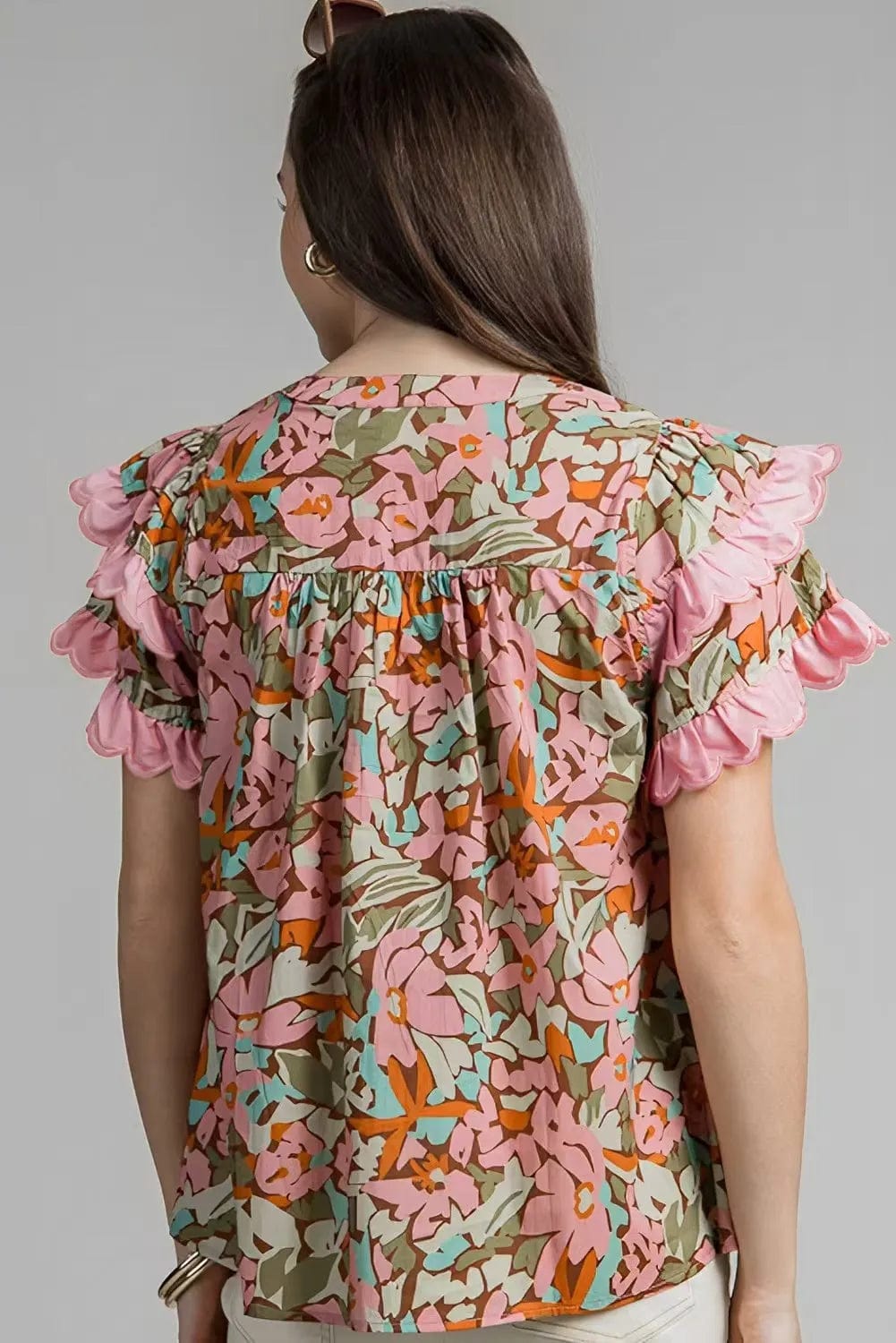 Blouses Floral Tiered Ruffle Blouse – Elegant & Lightweight Ruffled Sleeve Top