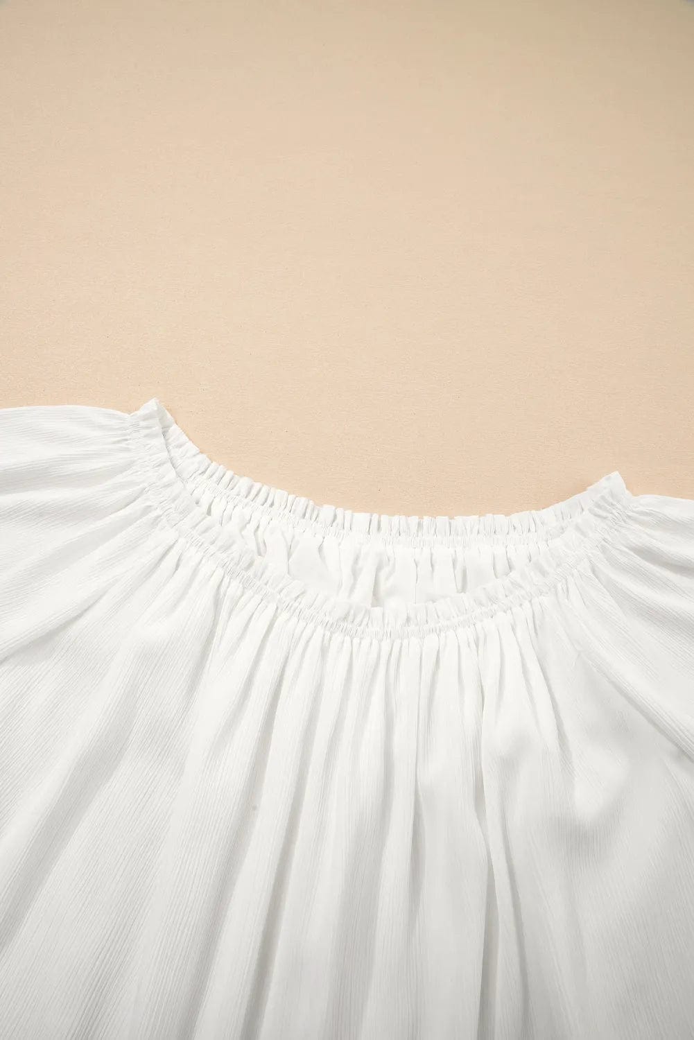 Blouses Frosted Lace Off-Shoulder Top - Feminine Elegance