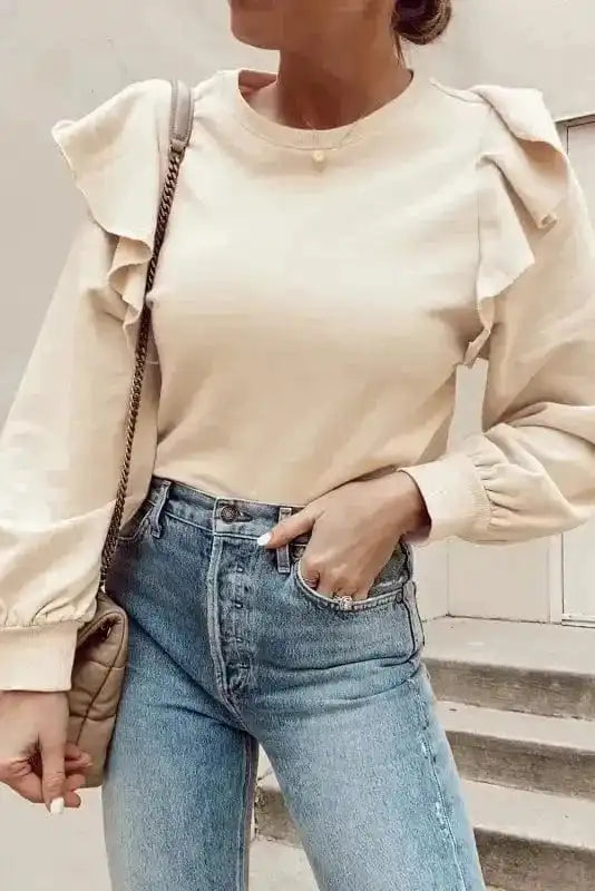 Blouses Jet Stream / S / 75%Polyester+20%Cotton+5%Elastane Cascade Elegance Ruffle Blouse