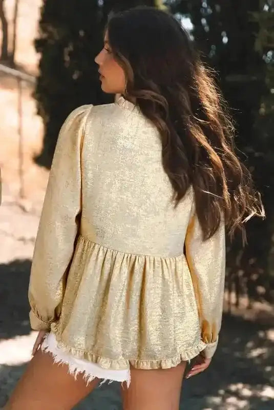 Blouses Metallic Velvet Babydoll Blouse
