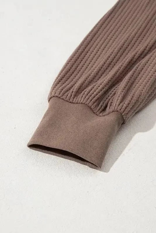 Blouses Modern Slouch Waffle Knit Blouse - Coffee
