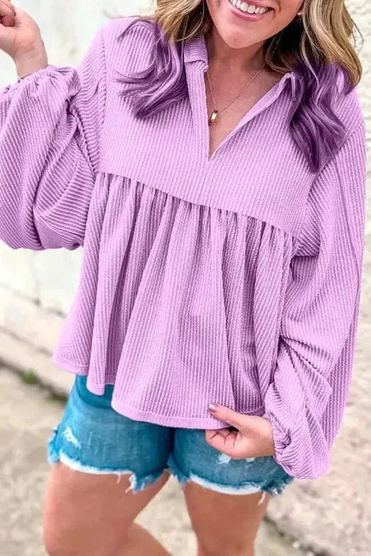 Blouses Phalaenopsis / S / 75%Polyester+20%Viscose+5%Elastane Elegance Twist Corded Blouse