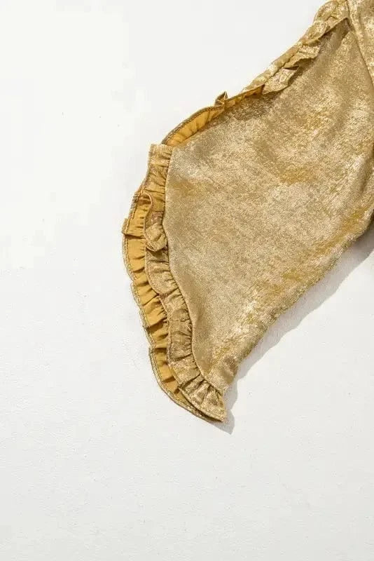 Blouses & Shirts Velvet Glow Metallic Gold Blouse