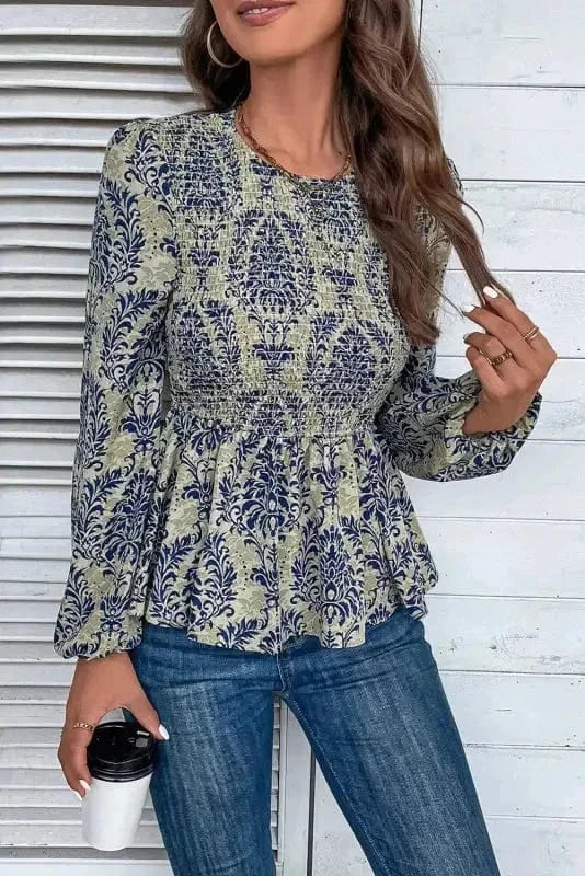Blouses Sky Blue / S / 100%Polyester Free Spirit Peplum Blouse