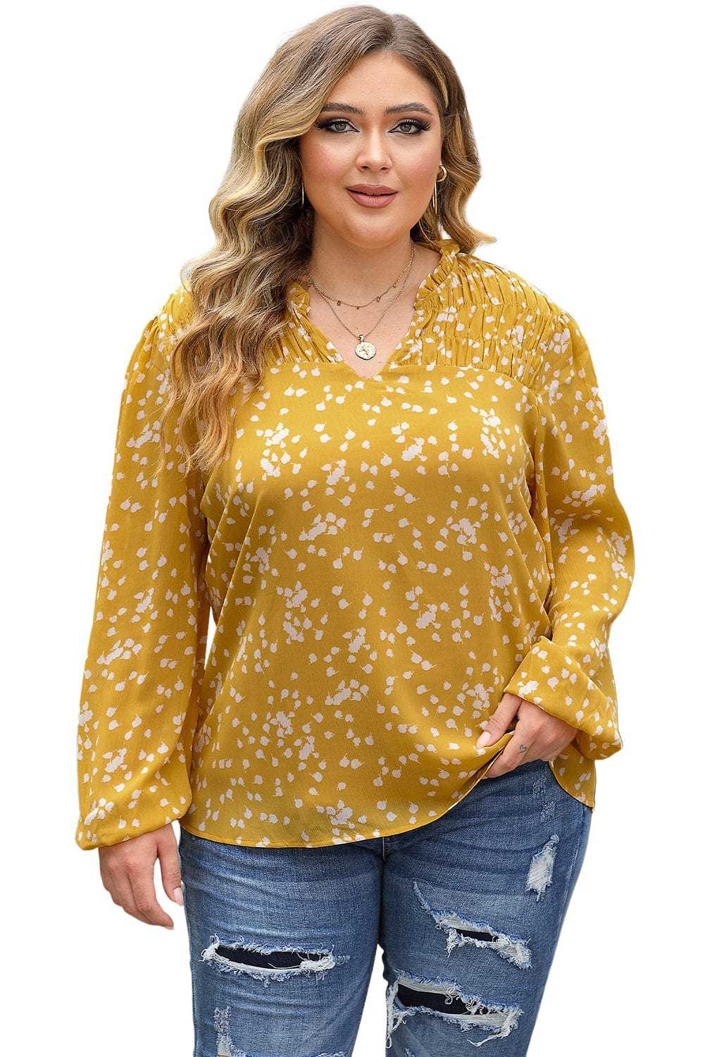 Blouses Split Neck Crinkled Blouse
