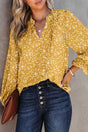 Floral Abstract Split Neck Crinkle Fabric Blouse Women UK — front view showing vibrant abstract print and split V-neckline — Fashionfitz