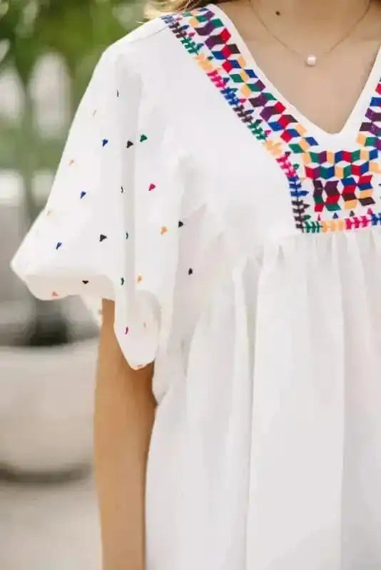 Blouses White Whisper Embroidered Shirt