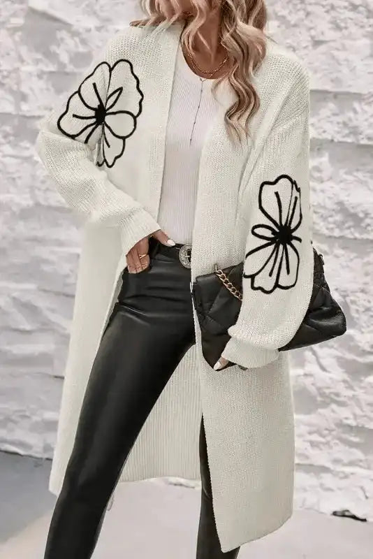 Cardigans Embroidered Elegance Duster Cardigan