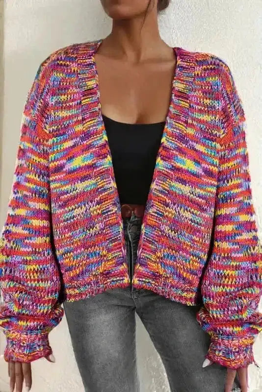 Cardigans Pink / S / 100%Acrylic Rosy Sprinkle Relax-Fit Cardigan