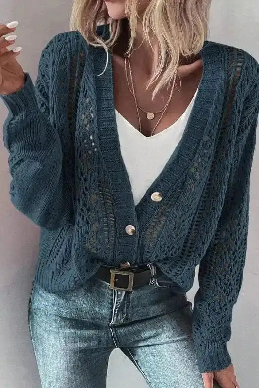 Cardigans Real Teal / S / 60%Cotton+40%Acrylic Relaxed Elegance Cardigan