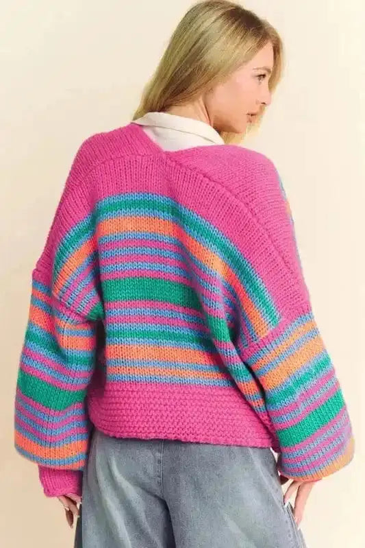 Cardigans RosyStripes Puff Sleeve Cardigan