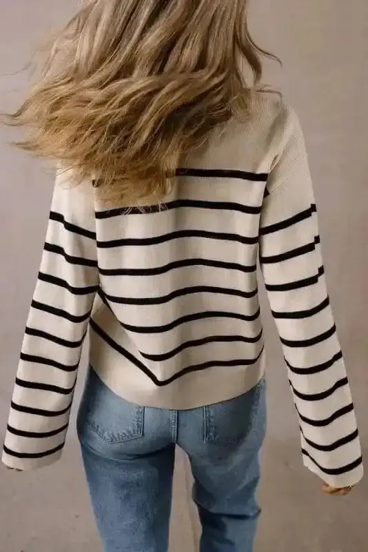 Sable stripe button cardigan back view — Fashionfitz UK