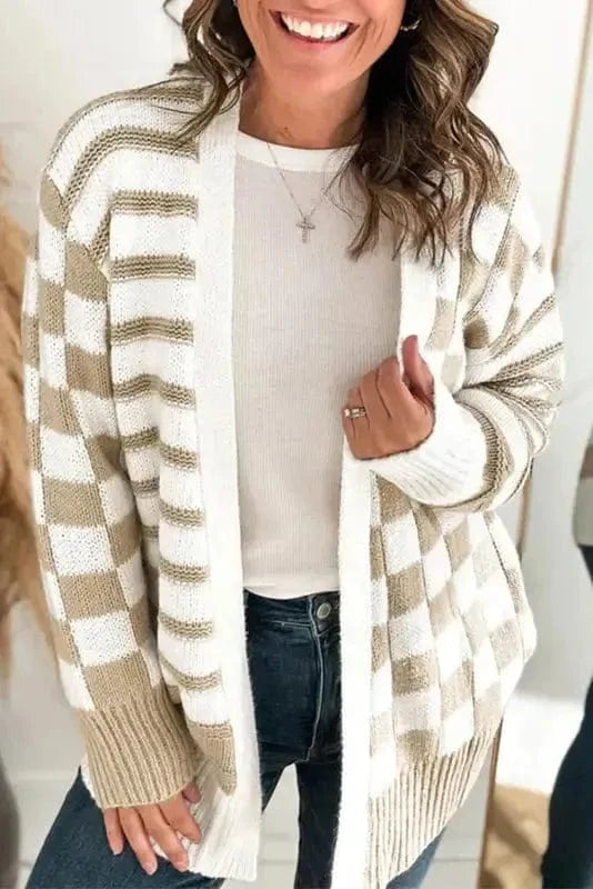 Cardigans Smoke Gray / S / 60%Acrylic+40%Polyamide Gingham Grace Cardigan