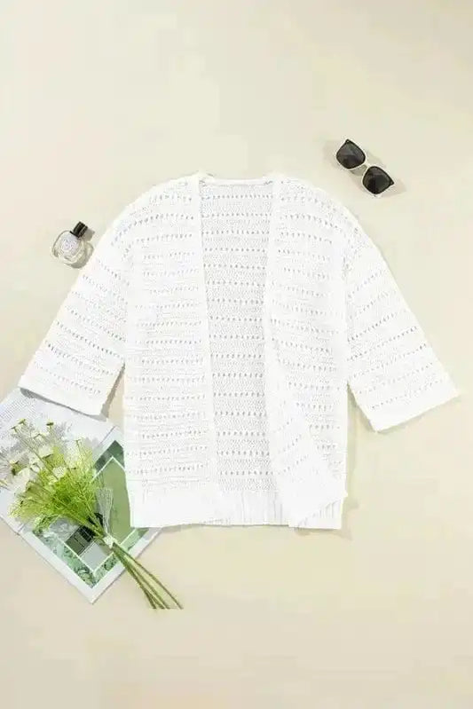 Cardigans White / S / 100%Acrylic Luxe Layer Pointelle Cardigan