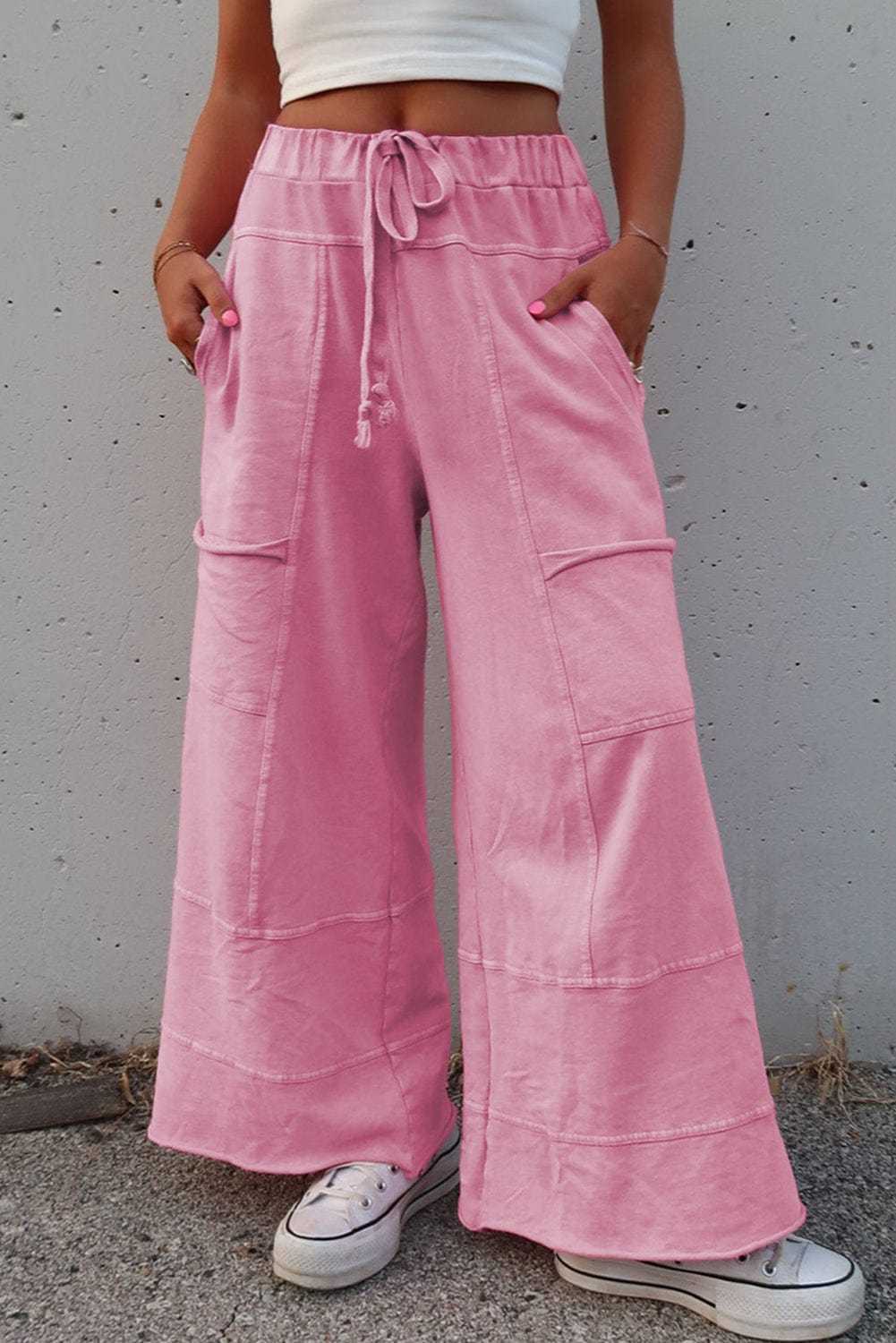Cargo Pants Bonbon / S / 100%Cotton Fashionfitz Women's Wide Leg Cargo Pants - Trendy Style