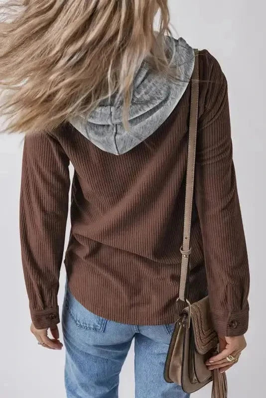 Corduroy Jackets Hooded Corduroy Shacket