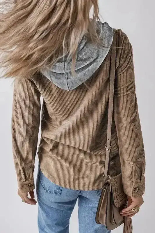 Corduroy Jackets Hooded Corduroy Shacket