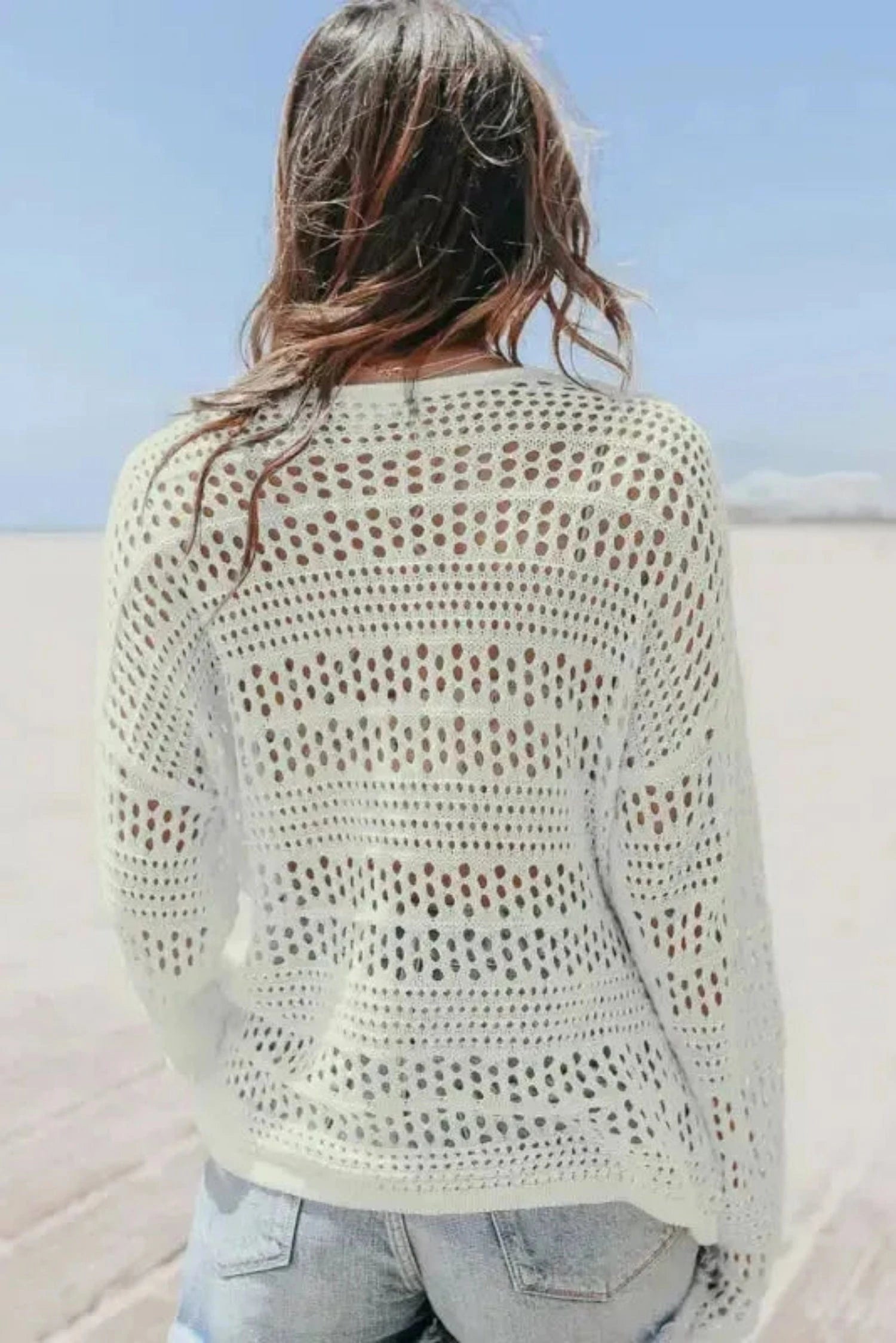 Cover-Ups Hollow Out Crochet Loose Fit Sweater