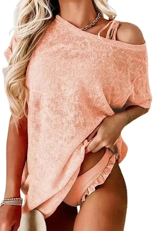 Cover-Ups Pink Loose Fit Beach Cover Up Tunic