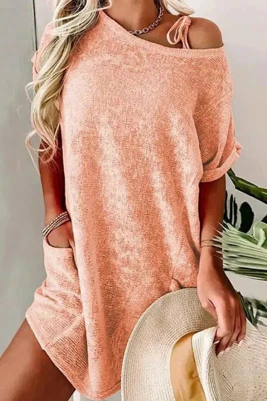 Cover-Ups Pink Loose Fit Beach Cover Up Tunic