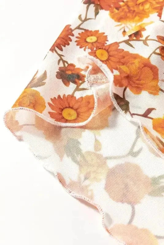 Crop Tops Flora Charm Bell Sleeve Crop Top