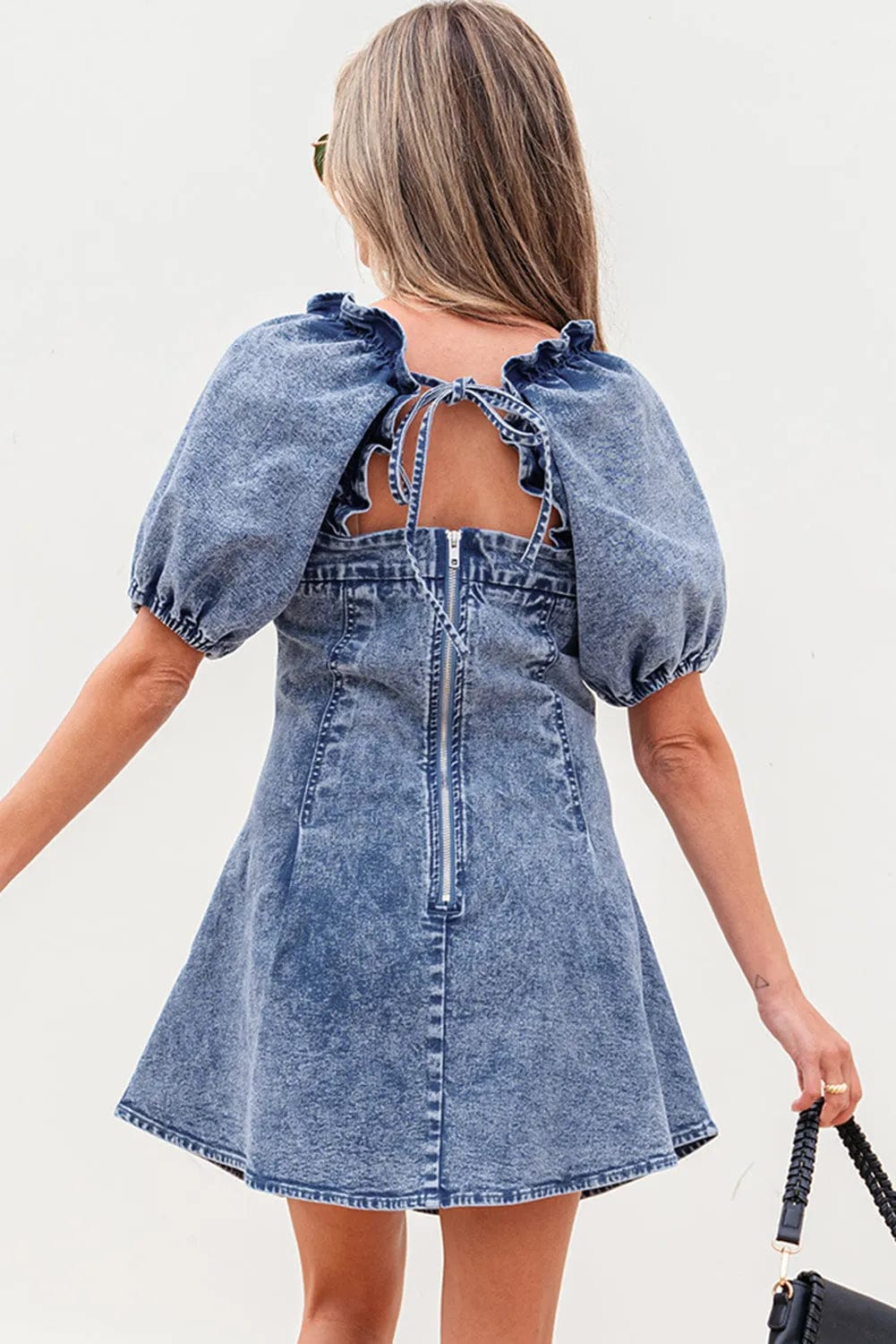 Denim Dresses Bustier Mini Denim Dress - Chic and Edgy