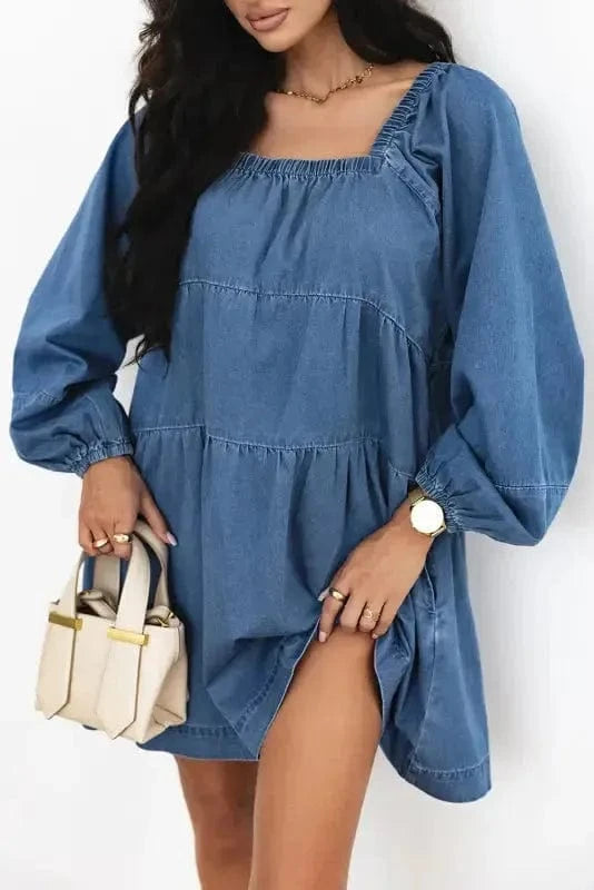 Denim Dresses Comfort-Fit Mini Denim Dress