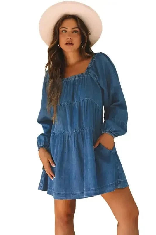 Denim Dresses Comfort-Fit Mini Denim Dress