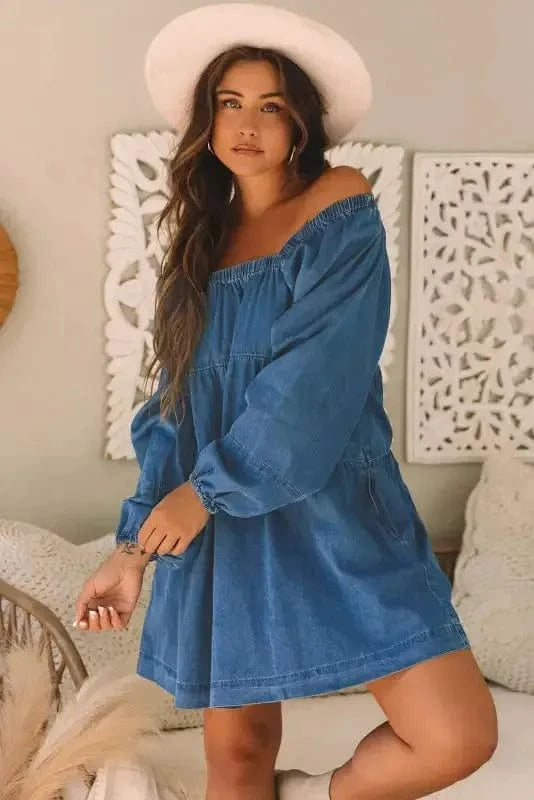 Denim Dresses Comfort-Fit Mini Denim Dress