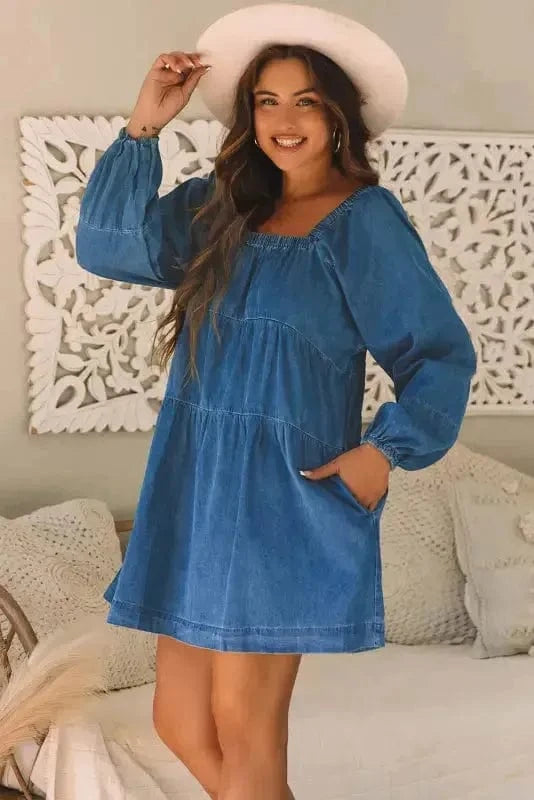 Denim Dresses Comfort-Fit Mini Denim Dress