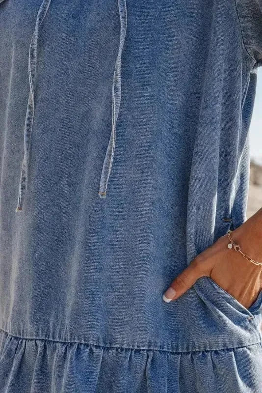 Denim Dresses Puff Sleeve Denim Mini Dress