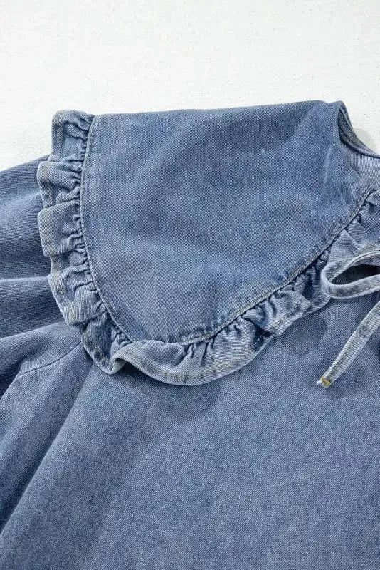 Denim Dresses Puff Sleeve Denim Mini Dress