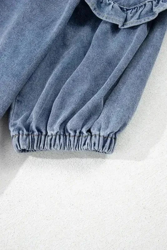 Denim Dresses Puff Sleeve Denim Mini Dress