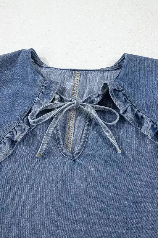 Denim Dresses Puff Sleeve Denim Mini Dress